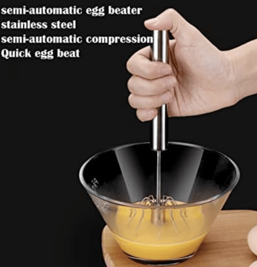Stainless Steel Semi-Automatic Egg Beater Household Baking Tool Cream Egg Hand Mixer - Image 4